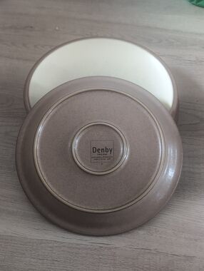 Set of 4 Denby England Stoneware 9" Plates - Cappuccino / Truffle